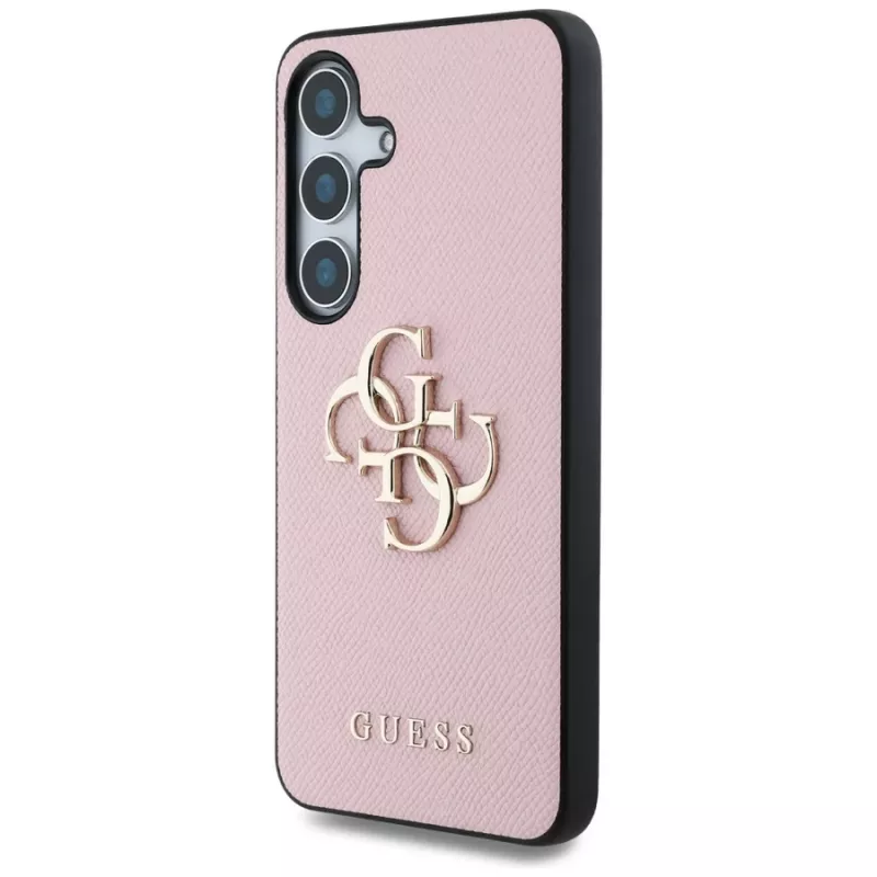 Guess Grained Big 4G Logo Small Classic Logo Back Cover, Samsung Galaxy S25 Plus, Rožinė