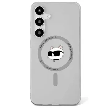 Karl Lagerfeld Button Choupette Head Printed Logo MagSafe Dėklas, Samsung Galaxy S25, Juodas