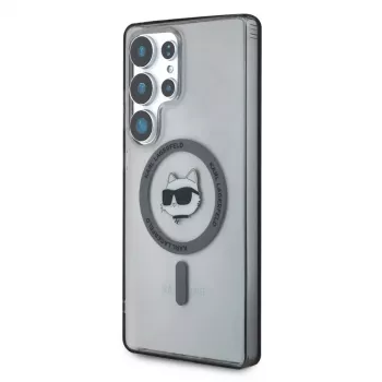 Karl Lagerfeld Button Choupette Head Printed Logo MagSafe Dėklas, Samsung Galaxy S25 Ultra, Juodas