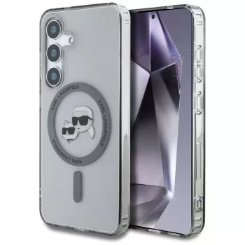 Karl Lagerfeld Button Karl & Choupette Heads Printed Logo MagSafe Case Samsung Galaxy S25 Plus Black