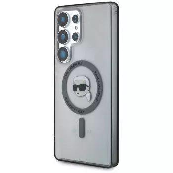 KARL LAGERFELD Button Karl Head Printed Logo MagSafe Dėklas, skirtas Samsung Galaxy S25 Ultra, juodas