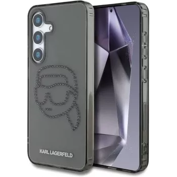 Karl Lagerfeld Rhinestones Karl Head Logo Dėklas Samsung Galaxy S25 (Juodas)