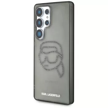 Karl Lagerfeld Rhinestones Karl Head Logo Dėklas, skirtas Samsung Galaxy S25 Ultra, juodas