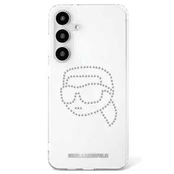 Karl Lagerfeld Rhinestones Karl Head Logo Dėklas Samsung Galaxy S25 (Skaidrus)