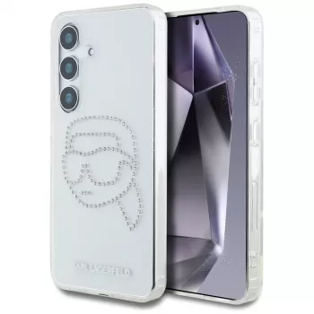 Karl Lagerfeld Rhinestones Karl Head Logo Dėklas Samsung Galaxy S25 (Skaidrus)