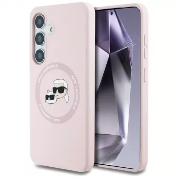 Karl Lagerfeld Silicone DoubleHeads And Circle MagSafe Case for Samsung Galaxy S25+ Pink