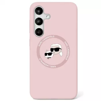 Karl Lagerfeld Silicone DoubleHeads & Circle MagSafe Case for Samsung Galaxy S25 Ultra, Pink