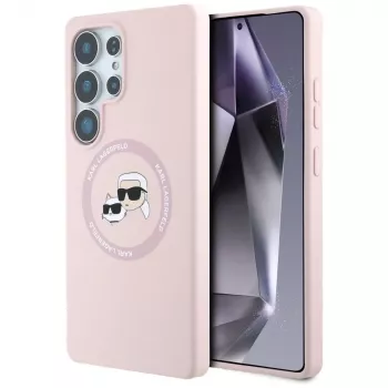 Karl Lagerfeld Silicone DoubleHeads & Circle MagSafe Case for Samsung Galaxy S25 Ultra, Pink