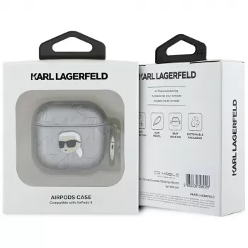 Karl Lagerfeld Monogram Karl Head Dėklas, skirtas AirPods 4 (sidabrinis)