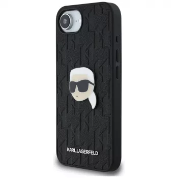 Karl Lagerfeld Monogram Karl Head Pin Case, iPhone 16e/17e, juoda