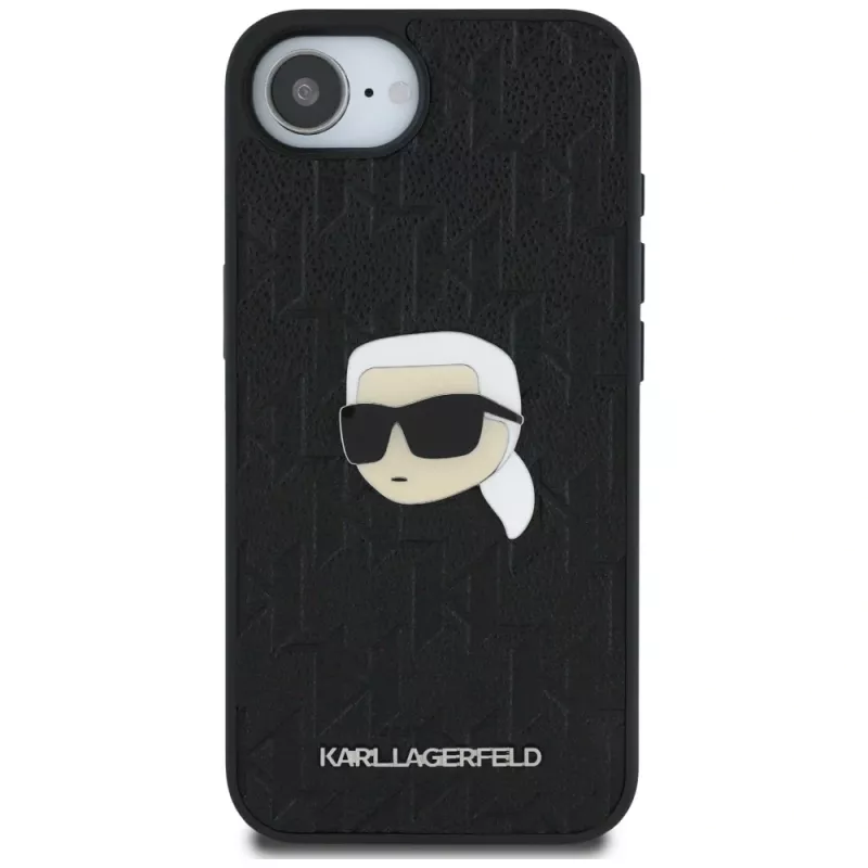 Karl Lagerfeld Monogram Karl Head Pin Case, iPhone 16e/17e, juoda