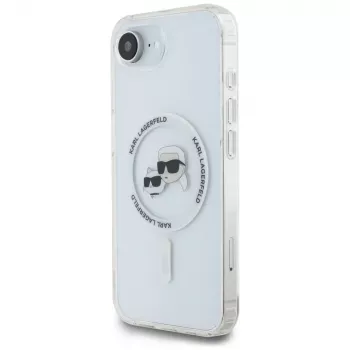 KARL LAGERFELD IML Metal Karl & Choupette Heads MagSafe Dėklas, skirtas iPhone 16e/17e, Baltas
