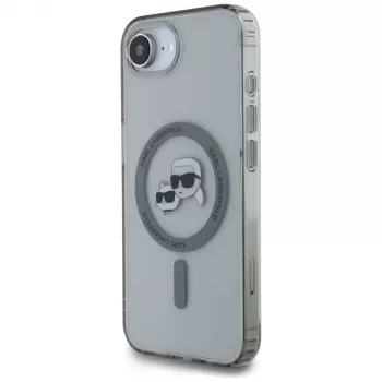 KARL LAGERFELD IML Metal Karl & Choupette Heads MagSafe dėklas, skirtas iPhone 16e / 17e, juodas