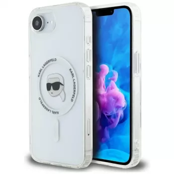 Karl Lagerfeld IML Metal Karl Head MagSafe Case for iPhone 16e/17e White