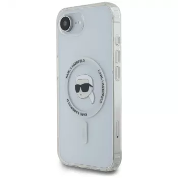 Karl Lagerfeld IML Metal Karl Head MagSafe Case for iPhone 16e/17e White