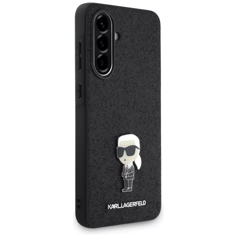 Karl Lagerfeld Fixed Glitter Ikonik Logo Metal Pin Dangtelis Samsung Galaxy A56 5G (Juoda)