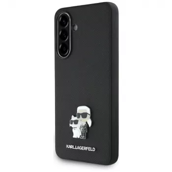 Karl Lagerfeld Saffiano Dėklas su K&CMetal Logotipu, skirtas Samsung Galaxy A36, Juodas