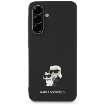 Karl Lagerfeld Saffiano Dėklas su K&CMetal Logotipu, skirtas Samsung Galaxy A36, Juodas