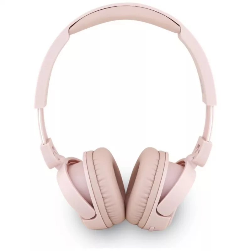 Guess Metal Logo Script belaidės Bluetooth 5.3 ausinės ant ausų (rožinės spalvos)