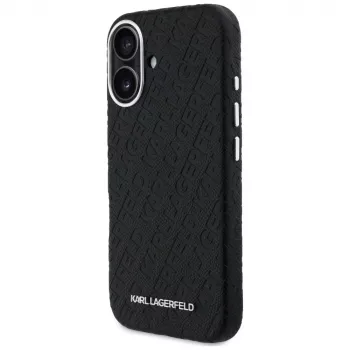 KARL LAGERFELD Stamped Karl & Choupette MagSafe dėklas, skirtas Apple iPhone 16, juodas