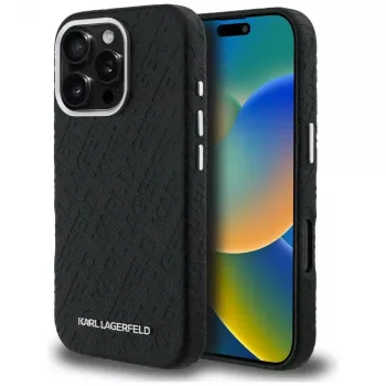 KARL LAGERFELD FW Stamped KarlMagSafe Dėklas, skirtas iPhone 16 Pro, Juodas