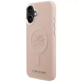 Karl Lagerfeld Initial & Metal Logo MagSafe dėklas, skirtas iPhone 16 Plus, rožinis