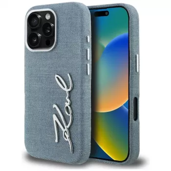 KARL LAGERFELD FW Jeans Signature Logo Case iPhone 16 Pro Max, Blue