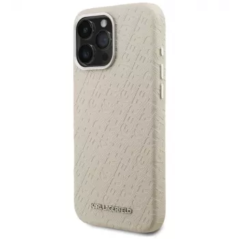 Karl Lagerfeld FW Stamped Karl MagSafe Dėklas, iPhone 16 Pro, Smėlio Spalvos