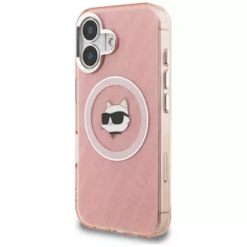 Karl Lagerfeld IML Choupette Head Logo MagSafe Case, skirta Apple iPhone 16, rožinė