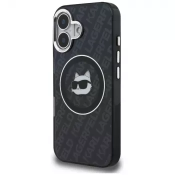 Karl Lagerfeld IML Choupette Head Logo MagSafe Case for iPhone 16, Black