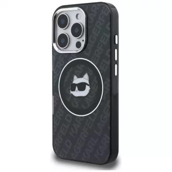 Karl Lagerfeld IML Choupette Head Logo MagSafe Case for iPhone 16 Pro, Black