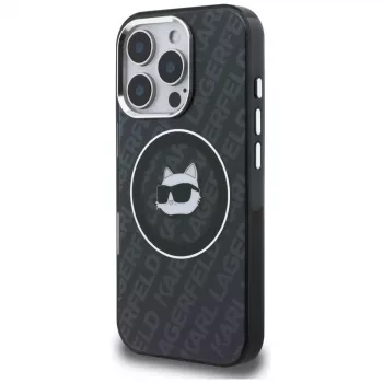 KARL LAGERFELD IML Choupette Head Logo MagSafe Dėklas, skirtas Apple iPhone 16 Pro Max, juodas
