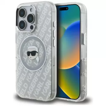 KARL LAGERFELD IML Karl Head Logo MagSafe Dėklas, skirtas Apple iPhone 16 Pro Max - Pilka