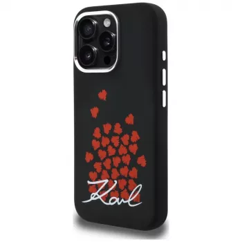 Karl Lagerfeld Silicone Heart SignLogo MagSafe Case for iPhone 16 Pro Max Black