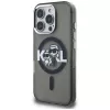 Karl Lagerfeld IML Glitter Karl & Choupette Sketch Logo MagSafe dėklas, skirtas iPhone 16 Pro Max, juodas