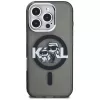 Karl Lagerfeld IML Glitter Karl & Choupette Sketch Logo MagSafe dėklas, skirtas iPhone 16 Pro Max, juodas