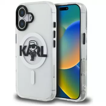 KARL LAGERFELD IML Karl Sketch Logo MagSafe Case, iPhone 16, Skaidrus