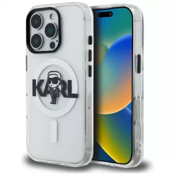 KARL LAGERFELD IML Karl Sketch Logo MagSafe Case for Apple iPhone 16 Pro, Transparent