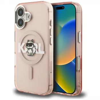 KARL LAGERFELD IML Choupette Sketch Logo MagSafe Case, iPhone 16, Pink