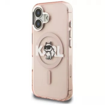 KARL LAGERFELD IML Choupette Sketch Logo MagSafe Case, iPhone 16, Pink