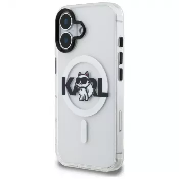 Karl Lagerfeld IML Choupette Sketch Logo MagSafe Case, skaidrus, skirtas iPhone 16