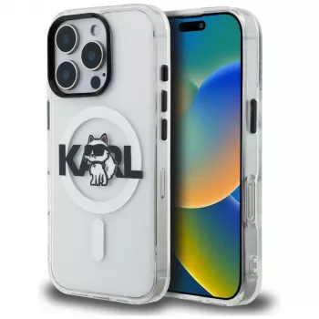 KARL LAGERFELD IML Choupette Sketch Logo MagSafe Case for iPhone 16 Pro Max, Transparent