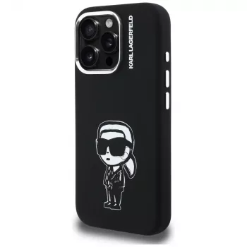 KARL LAGERFELD Silicone Karl Sketch MagSafe Case for Apple iPhone 16 Pro, Black