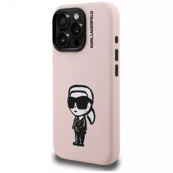 KARL LAGERFELD Silicone Karl Sketch MagSafe Case for iPhone 16 Pro Pink