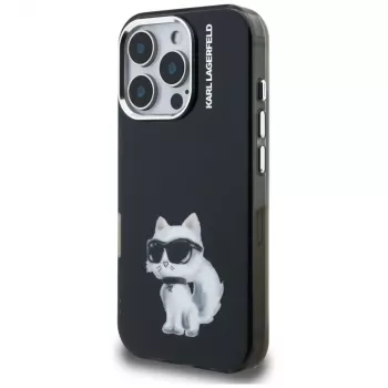 Karl Lagerfeld IML Aquarelle Choupette & Logo Back Cover, skirta Apple iPhone 16 Pro, juoda