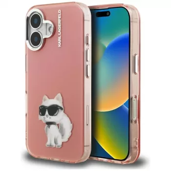Karl Lagerfeld IML Aquarelle Choupette & Logo Phone Case, iPhone 16, Rožinė
