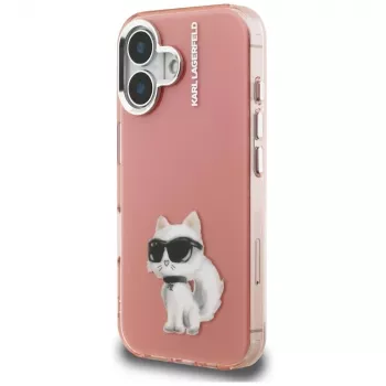 Karl Lagerfeld IML Aquarelle Choupette & Logo Phone Case, iPhone 16, Rožinė