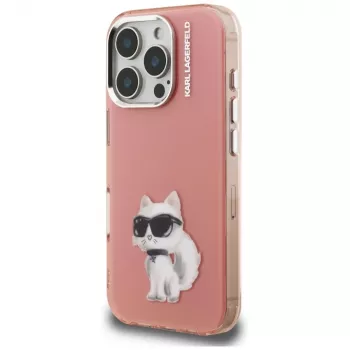 Karl Lagerfeld IML Aquarelle Choupette & Logo Dėklas, skirtas Apple iPhone 16 Pro, Rožinis