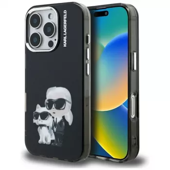 KARL LAGERFELD IML Aquarelle apsauginis dėklas, skirtas Apple iPhone 16 Pro – juodas