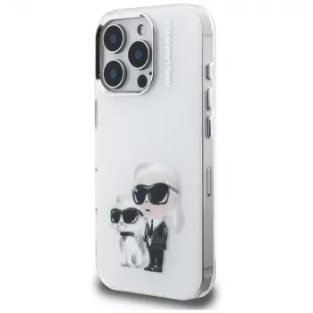 Karl Lagerfeld IML Aquarelle Karl & Choupette & Logo Dėklas, skirtas iPhone 16 Pro Max, baltas